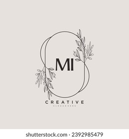 MI Beauty vector initial logo art, handwriting logo of initial signature, wedding, fashion, jewerly, boutique, floral and botanical with creative template for any company or business.