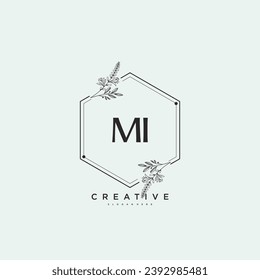 MI Beauty vector initial logo art, handwriting logo of initial signature, wedding, fashion, jewerly, boutique, floral and botanical with creative template for any company or business.