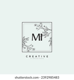 MI Beauty vector initial logo art, handwriting logo of initial signature, wedding, fashion, jewerly, boutique, floral and botanical with creative template for any company or business.