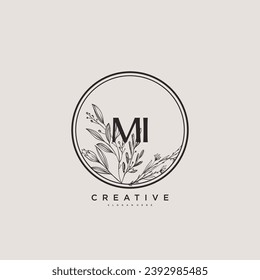 MI Beauty vector initial logo art, handwriting logo of initial signature, wedding, fashion, jewerly, boutique, floral and botanical with creative template for any company or business.