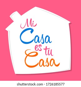 Mi Casa es tu Casa, Mein Haus ist Ihr Haus spanischer Text, Vektordesign.