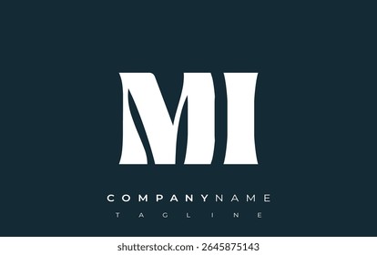 MI Creative Abstract Typography Logo Design. Elegant logo combining bold typography and creative shapes, ideal for branding and identity solutions.