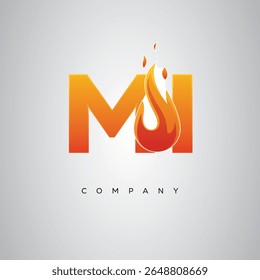 MI Creative Fire Letter Logo Design