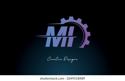 MI Gear Fusion Logo – Industrial Tech-Inspired Letter mark Futuristic Industrial Letter Mark Design for Technology and Engineering Brands.
