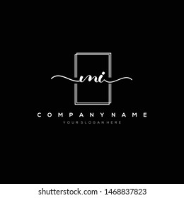 MI handwriting initial logo template vector.