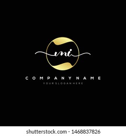 MI handwriting initial logo template vector.