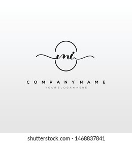 MI handwriting initial logo template vector.