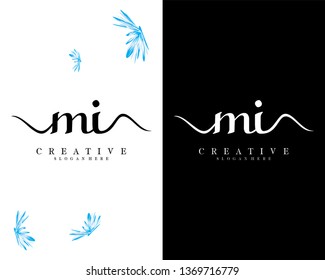 mi, im letter handwriting logo template vector