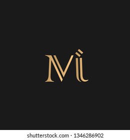 MI or IM logo vector. Initial letter logo, golden text on black background