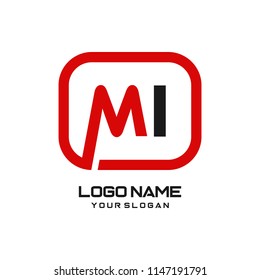 MI initial box letter logo template vector