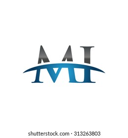 MI initial company blue swoosh logo