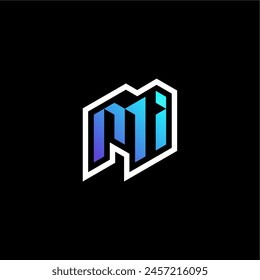 MI initial gradient blue gaming concept ideas for esport team, twitch and streamer