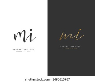 MI Initial handwriting or handwritten logo for identity. Logo with hand drawn style.