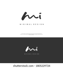 MI Initial handwriting or handwritten logo for identity. Logo with signature and hand drawn style.