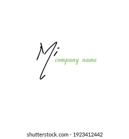 Mi initial handwriting logo for identity