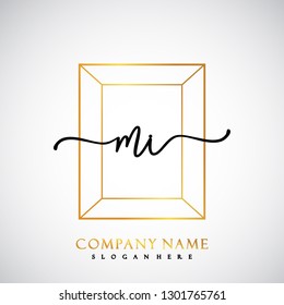 MI Initial Handwriting logo template vector