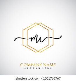 MI Initial Handwriting logo template vector