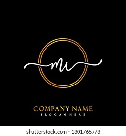 MI Initial Handwriting logo template vector