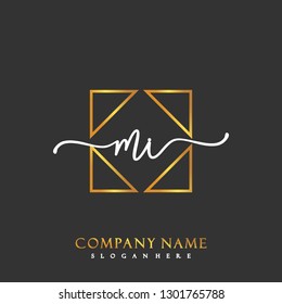 MI Initial Handwriting logo template vector