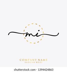MI Initial handwriting logo template