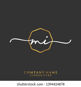 MI Initial handwriting logo template