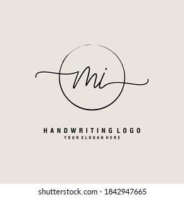 MI Initial handwriting logo template vector