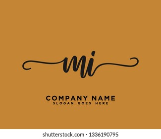 MI Initial Handwriting Logo Vector