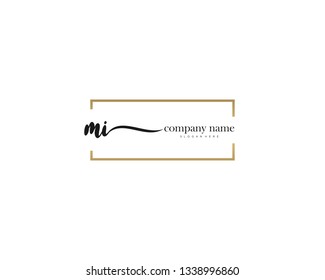 MI Initial handwriting logo vector. Hand lettering for designs.