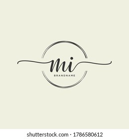 MI Initial handwriting logo vector