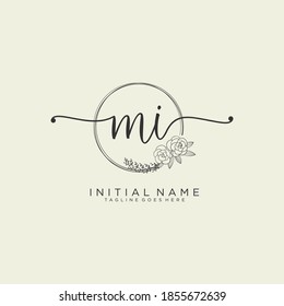 MI Initial handwriting logo vector