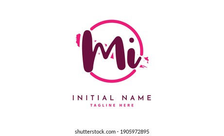 Mi Initial handwriting logo vector