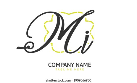 MI Initial handwriting logo vector