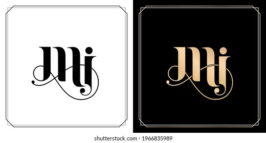 MI initial letter and graphic name, M and I Monogram for Wedding couple symbolic, company and icon business, with two colors variation designs gold and black whites of isolated white backgrounds