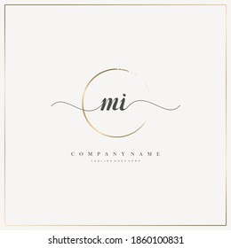 MI Initial Letter handwriting logo hand drawn template vector, logo for beauty, cosmetics, wedding, fashion and business