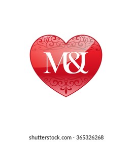 M&I initial letter logo with ornament heart shape