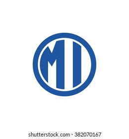 MI initial letters circle business logo blue