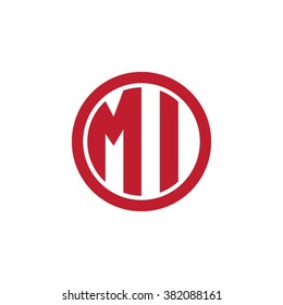 MI initial letters circle business logo red
