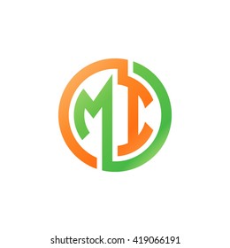 MI initial letters looping linked circle logo orange green