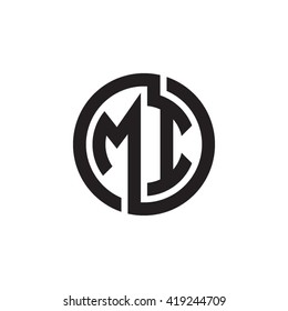 MI initial letters looping linked circle monogram logo