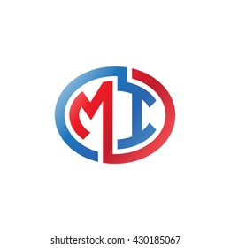MI initial letters looping linked ellipse logo red blue