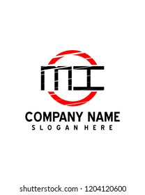 MI Initial logo with circle template vector