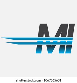 MI initial logo company name colored black and blue, Simple and Modern Logo Design.