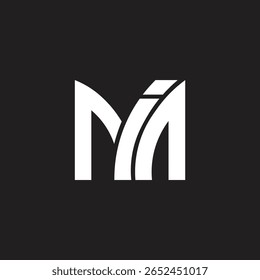 Modelo inicial do vetor de design do logotipo MI e I minúsculo.