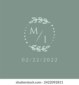 MI initial modern monogram wedding with creative circle line