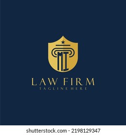 MI initial monogram elegant lawfirm logo with pillar and shield image design