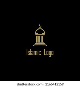 MI initial monogram for islamic logo with mosque icon design