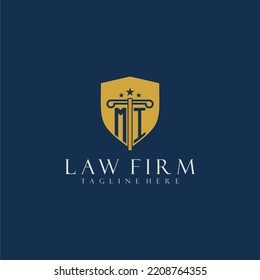 MI initial monogram lawfirm logo with pillar and shield design