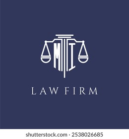 MI initial monogram for lawfirm logo with scales vector image