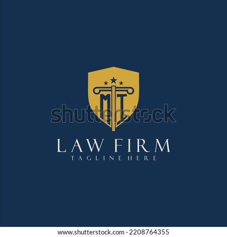 MI initial monogram lawfirm logo with pillar and shield design