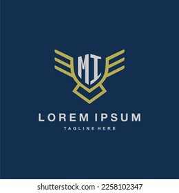 MI initial monogram logo for creative eagle line image vector design